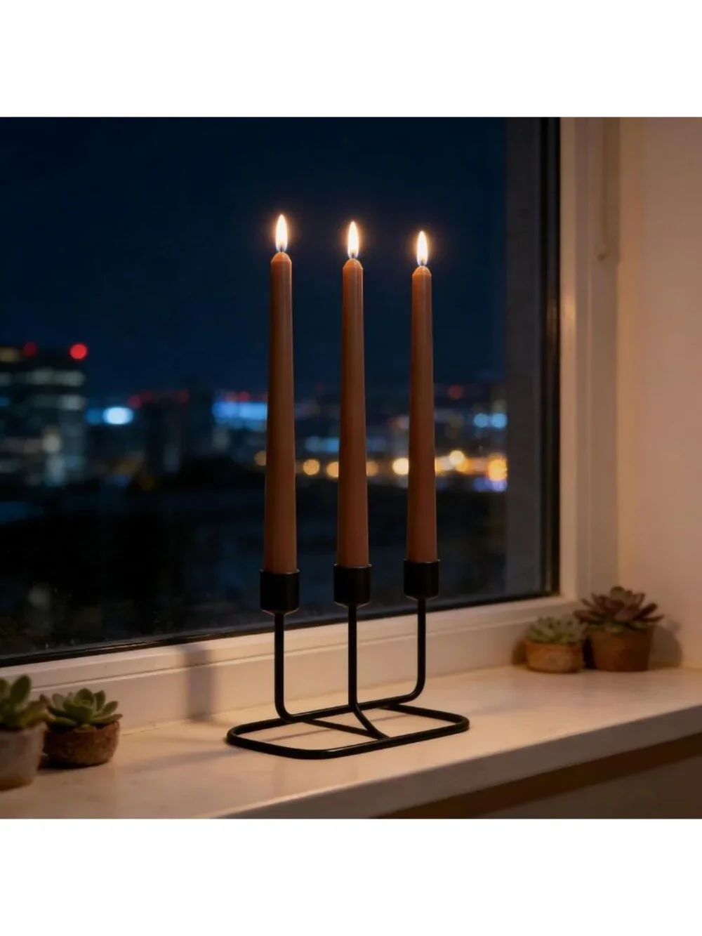 12-Pack Unscented Brown Taper Candles, 10 Inch Dripless, Long-Lasting for Home